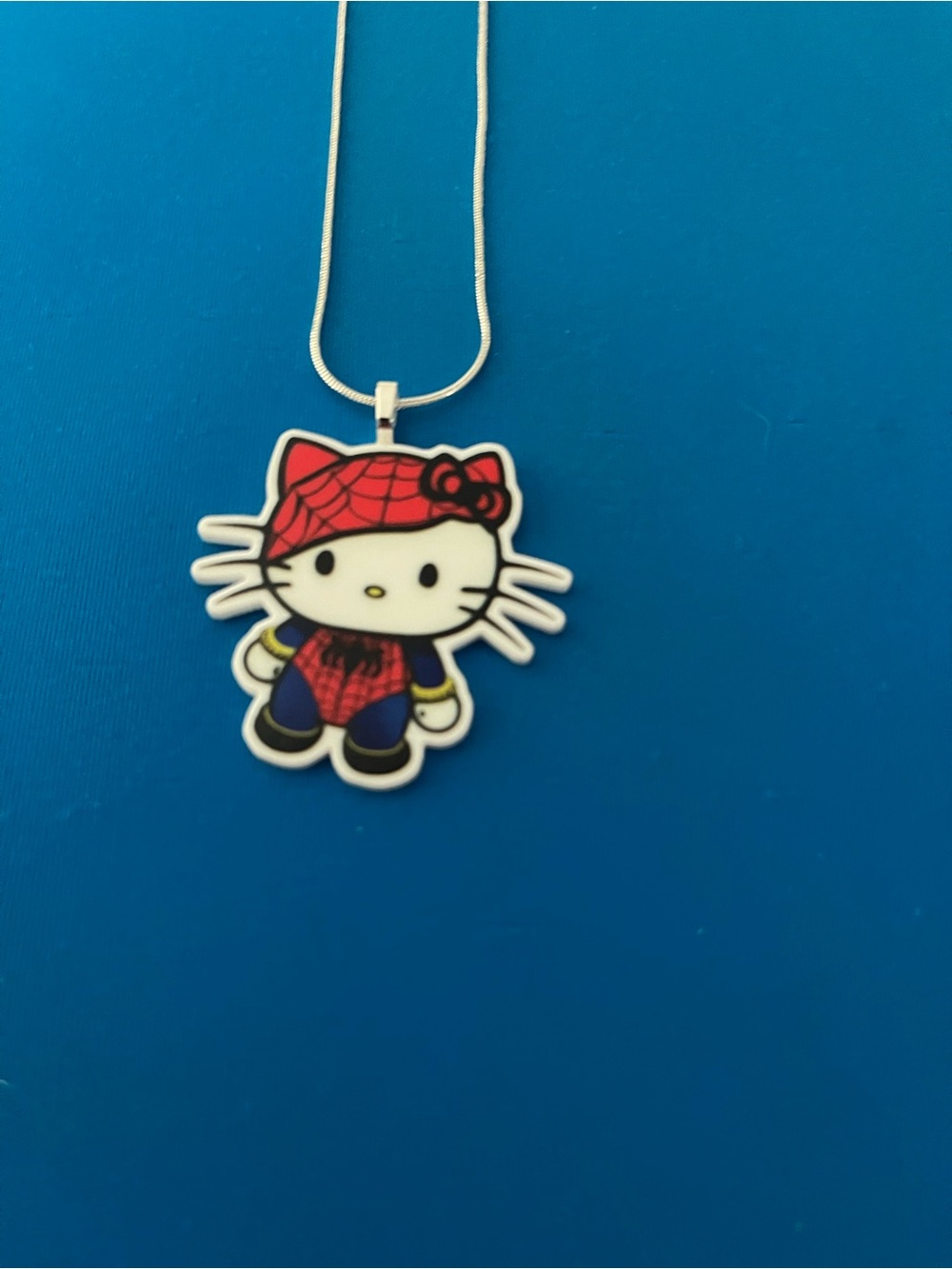 Hello Kitty Spider-Web Costume Pendant Necklace - Red, White, Blue